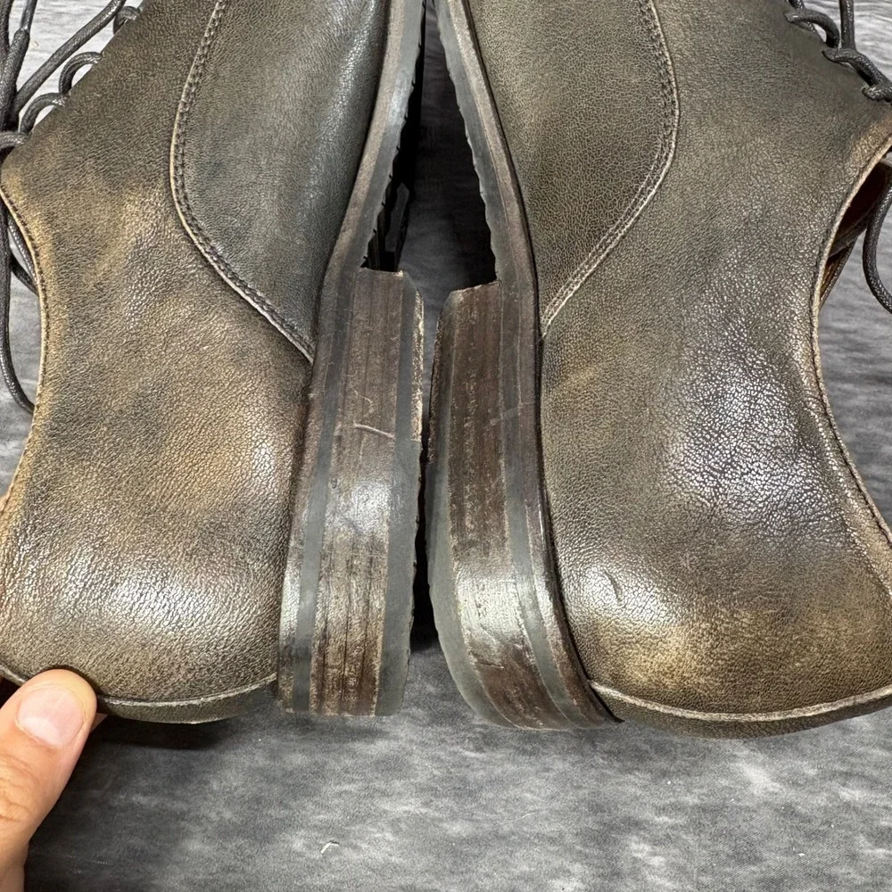 Frye Cap Toe Oxford Derby Dress Shoes Mens 13 Distressed Dark Brown Leather